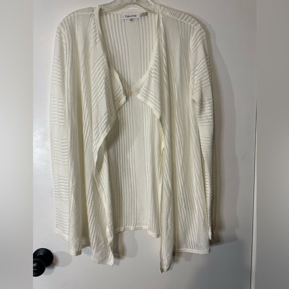 Calvin Klein cardigan sheer sweater cream color XS - Picture 2 of 8